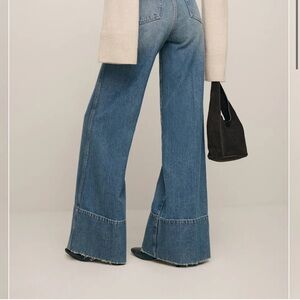 Reformation Wide-Leg High-Rise Denim Jeans — Blue